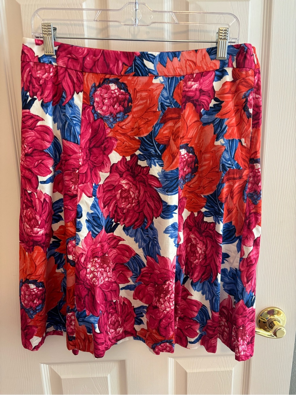 Talbots Floral A-Line Skirt in Fuchsia, Coral & Blue